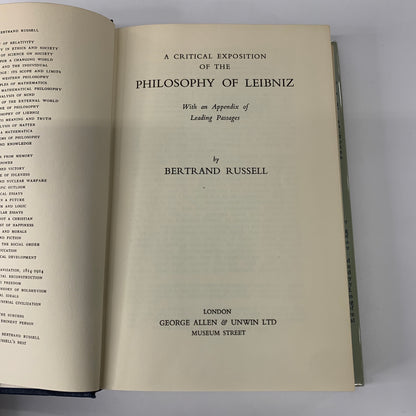 A Critical Exposition of the Philosophy of Leibniz - Bertrand Russell - 6th Print - 1964