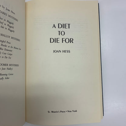 A Diet To Die For - Joan Hess - First Edition - Arkansas Author - 1989