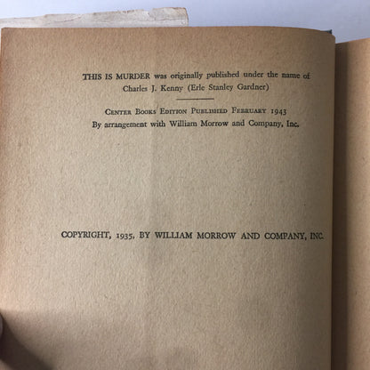 This Is Murder - Erle Stanley Gardner - Reprint - 1943