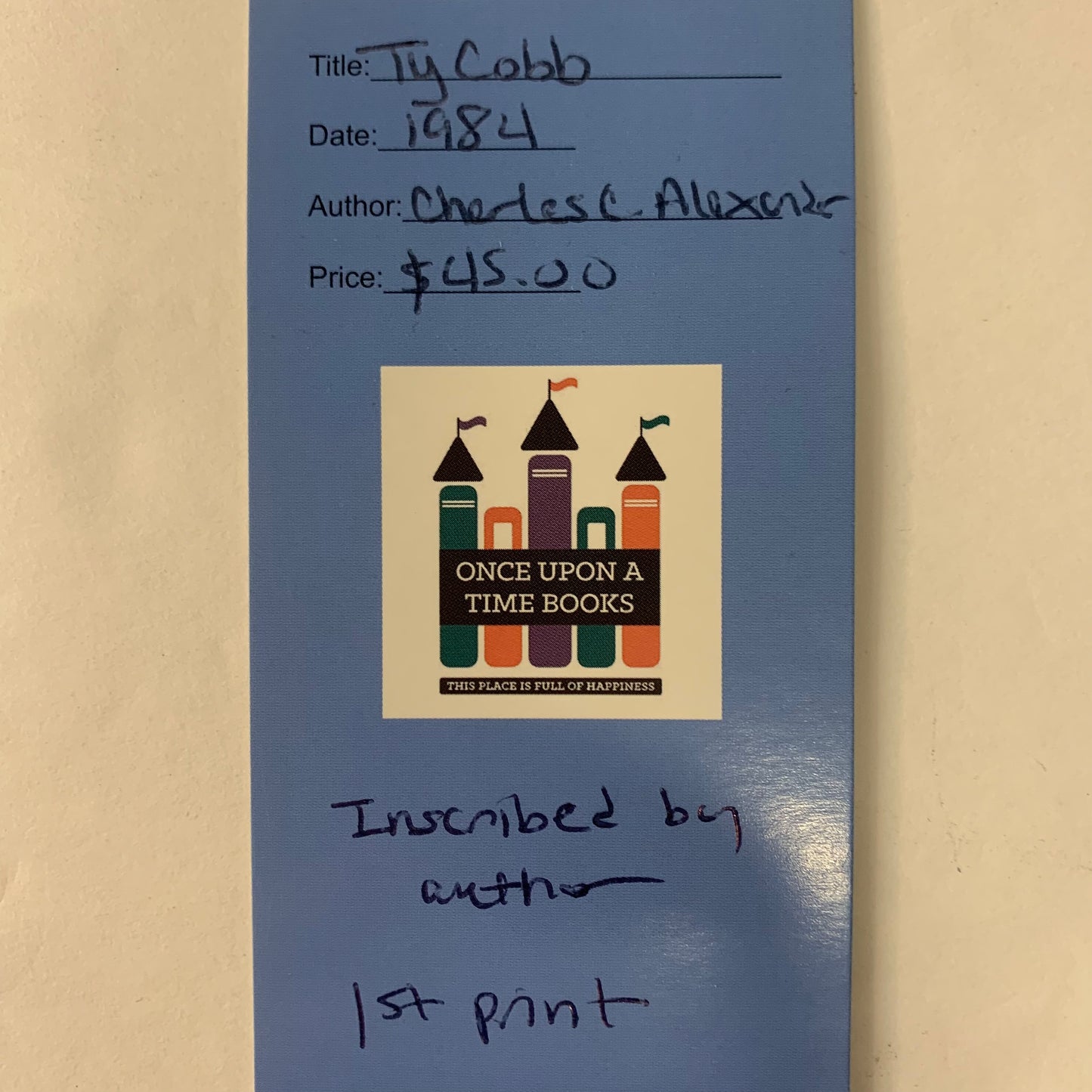 Ty Cobb - Charles C. Alexander - Inscribed - 1st Print - 1984