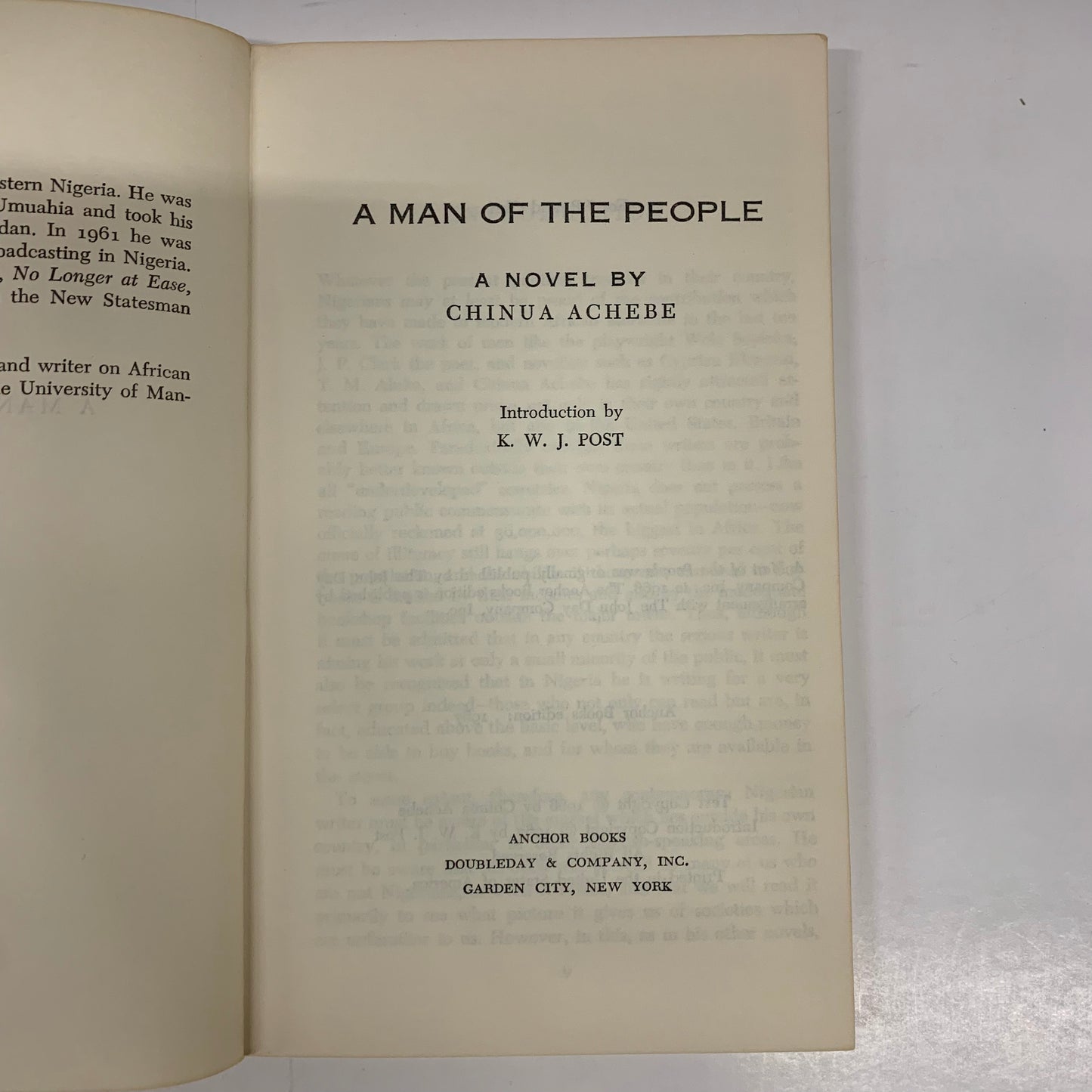 A Man of The People - Chinua Achebe - First Thus - 1967