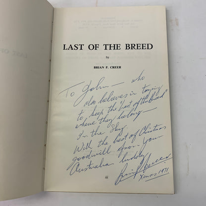 Last of the Breed - Brian Creer - 1st Edition - Signed - 1964