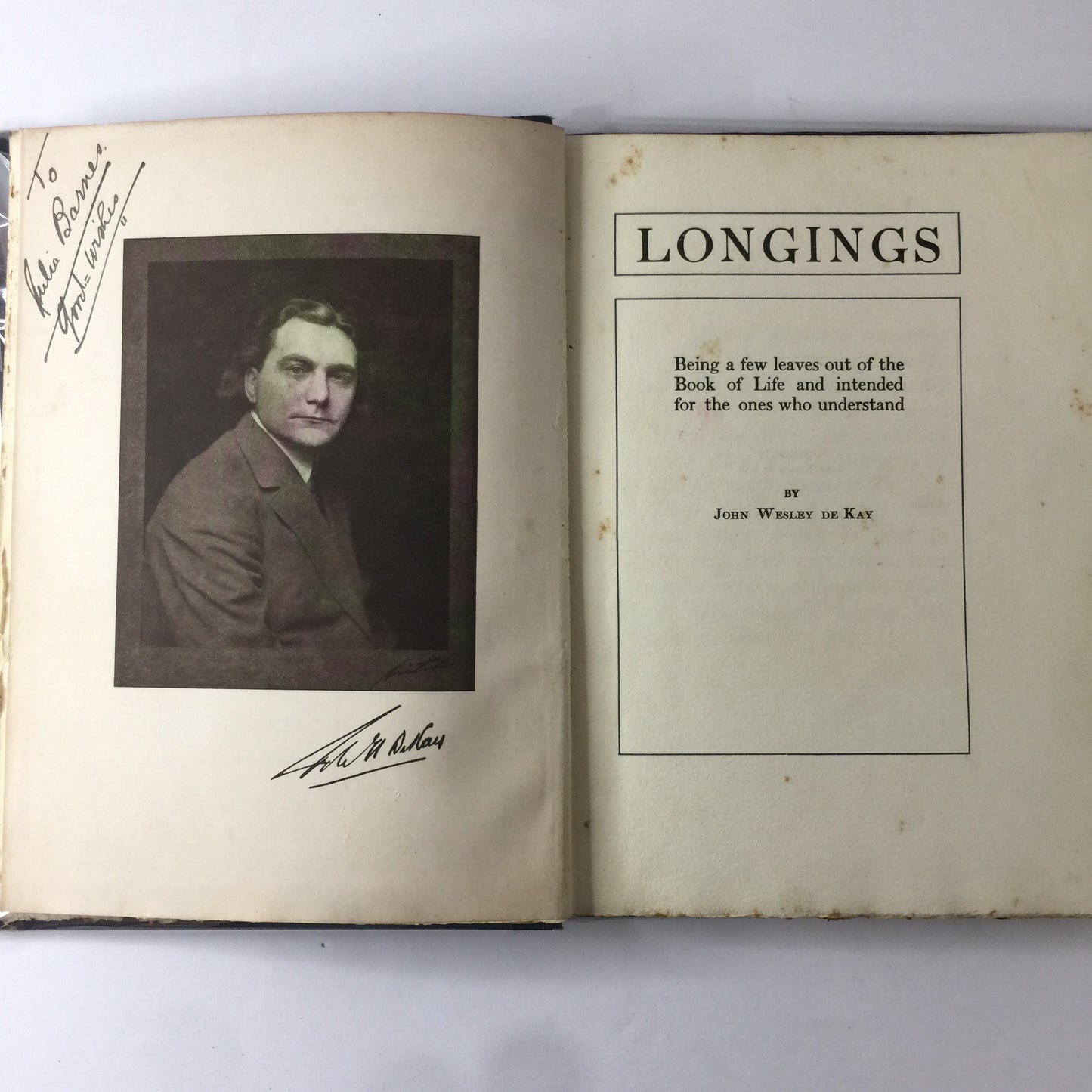 Longings - John Wesley De Kay - Inscribed