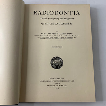 Radiodontia - Howard Riley Raper - 1923