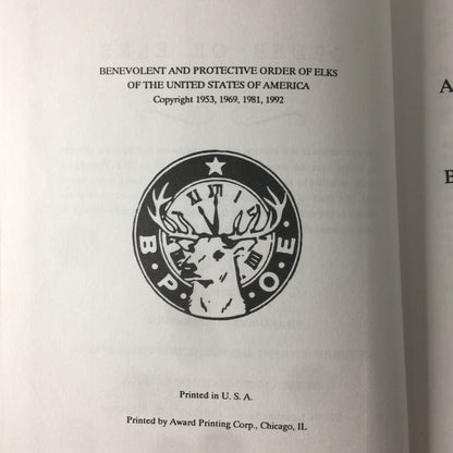 History of the Order of Elks 1868-1988 - Nicholson, Donaldson, Dobson, and Klein - Revised Edition - 1992