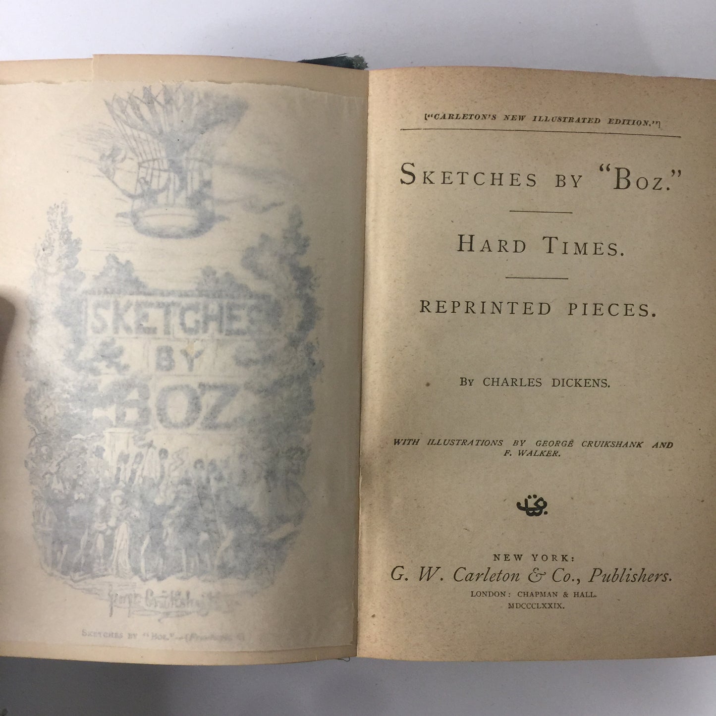 Sketches Boz and Hard Times - Charles Dickens - 1879