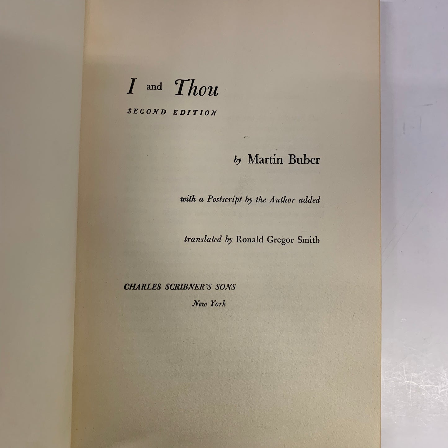 I and Thou - Martin Buber - 2nd Edition - 1988