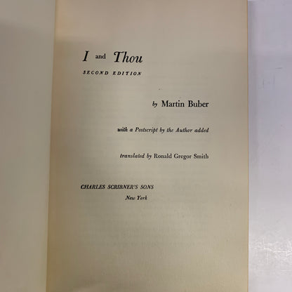 I and Thou - Martin Buber - 2nd Edition - 1988