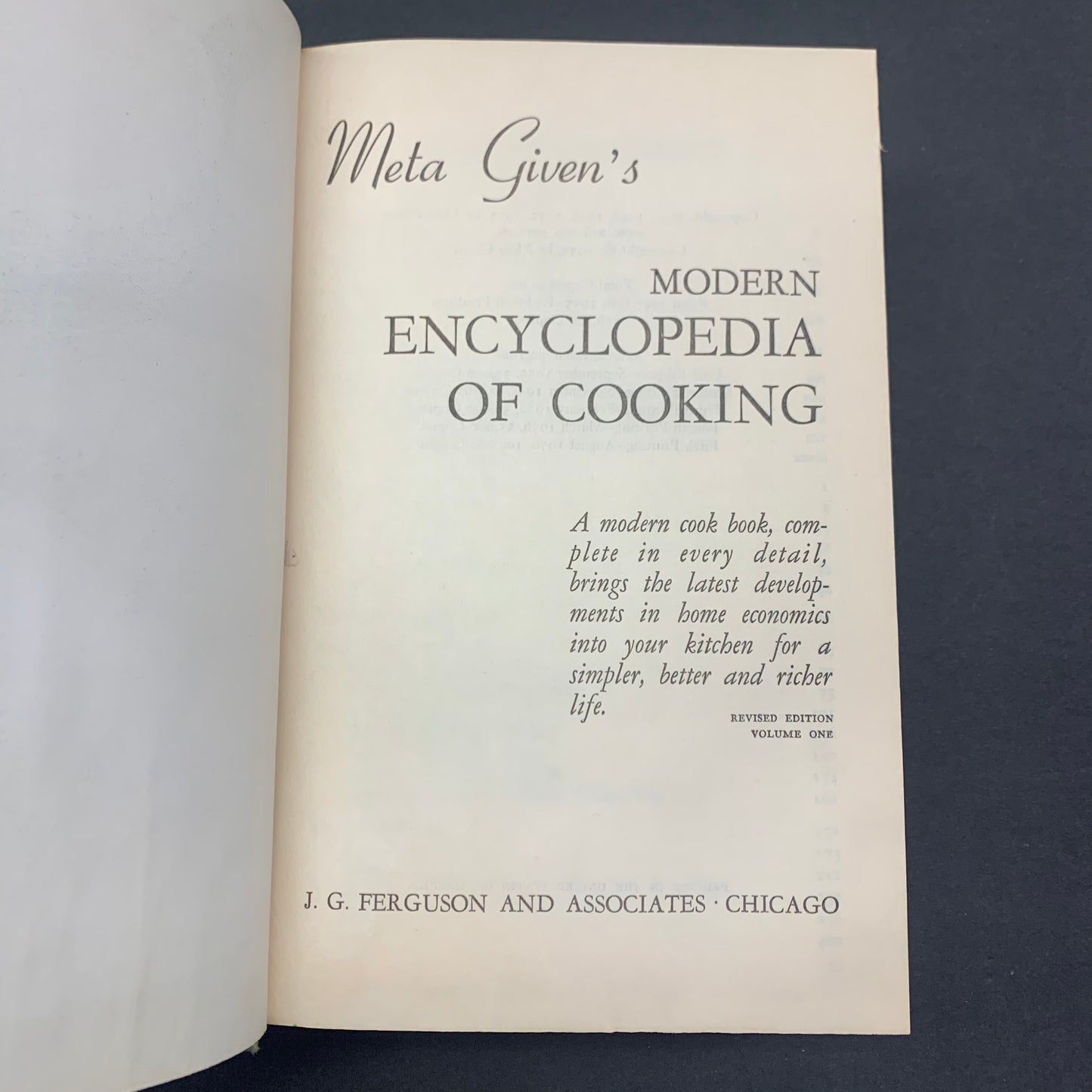 Modern Encyclopedia of Cooking - Meta Given - Fifth Printing - Book Club Edition - 1956