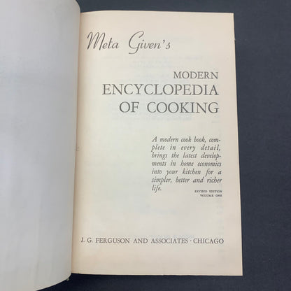 Modern Encyclopedia of Cooking - Meta Given - Fifth Printing - Book Club Edition - 1956