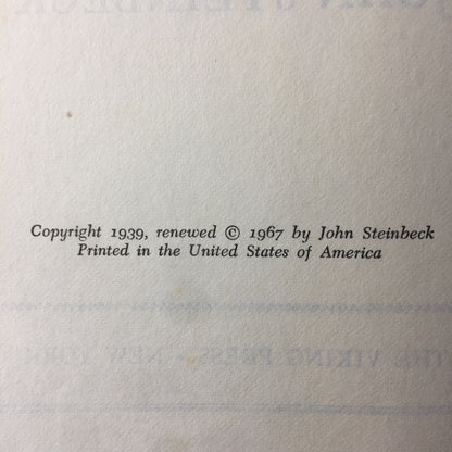 The Grapes of Wrath - John Steinbeck - Book Club Edition - 1967