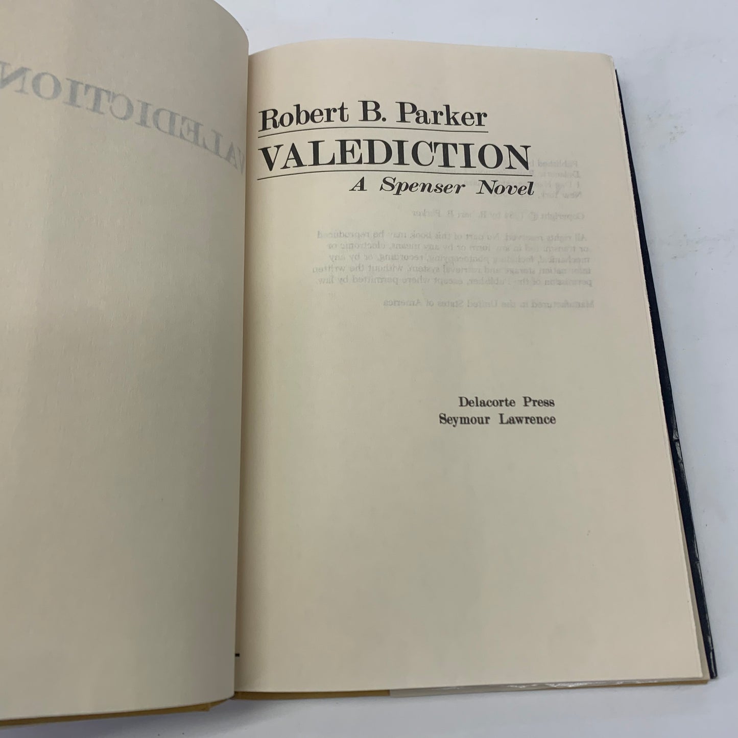 Valediction - Robert B. Parker - Book Club Edition- 1984