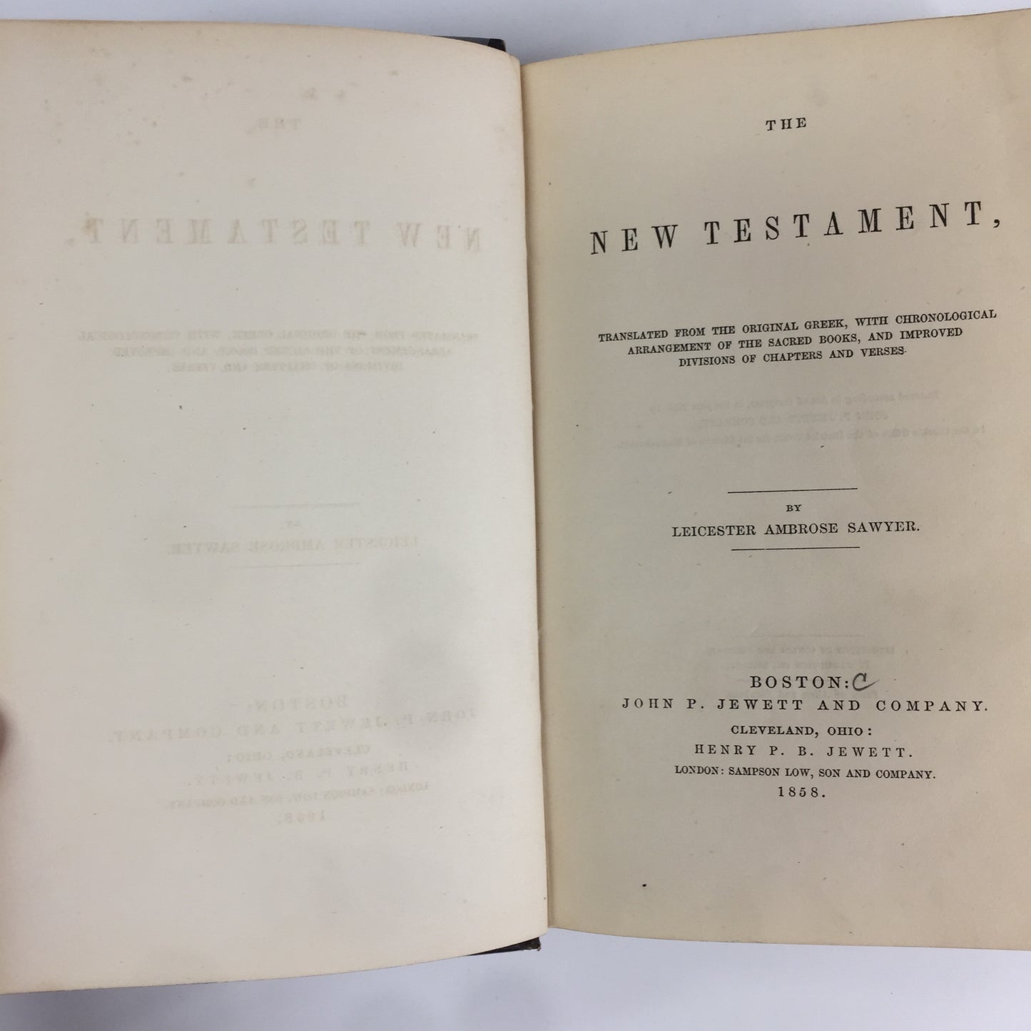 New Testament - Author Unknown - 1858