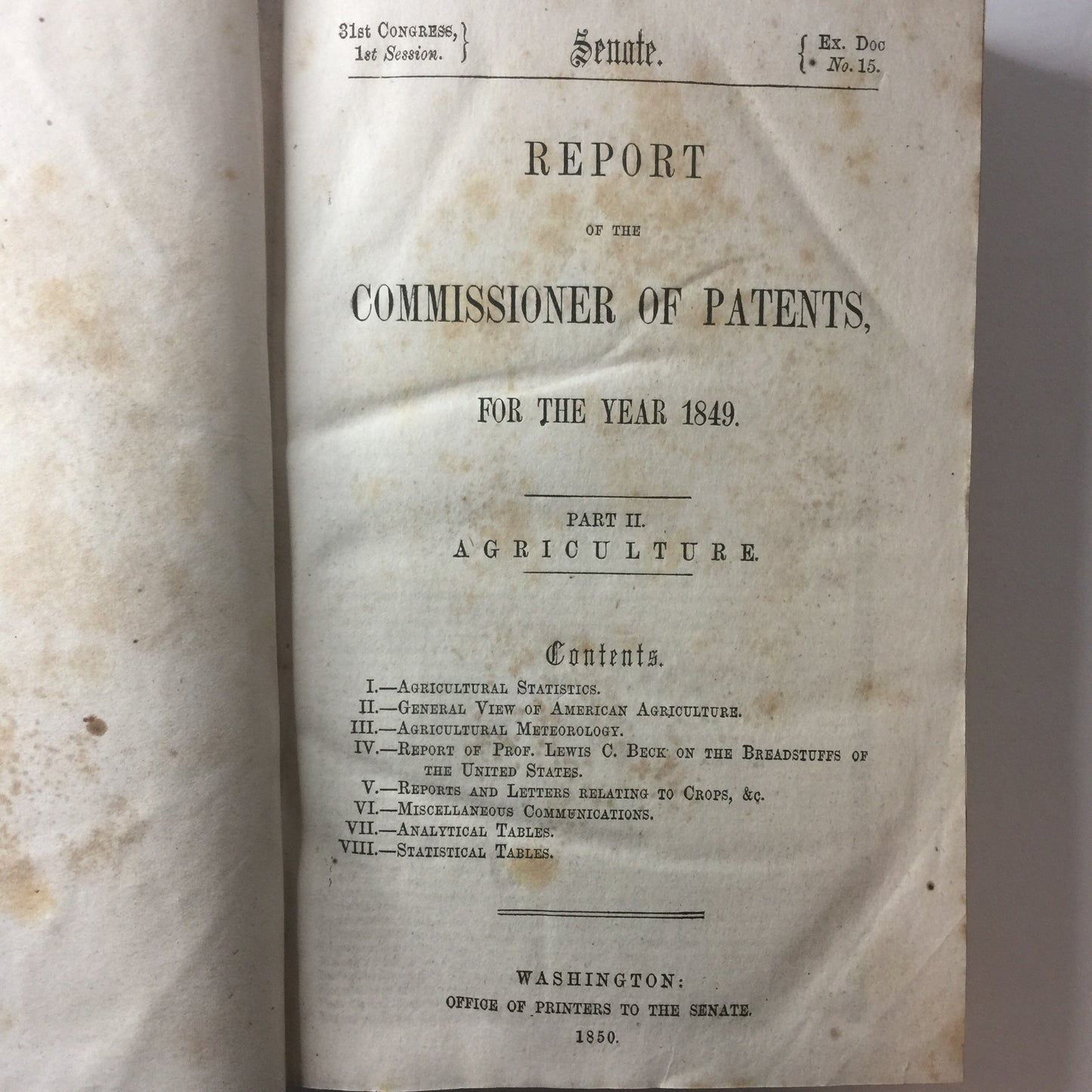 Patent Office Report - Part 2: Agriculture - 1850