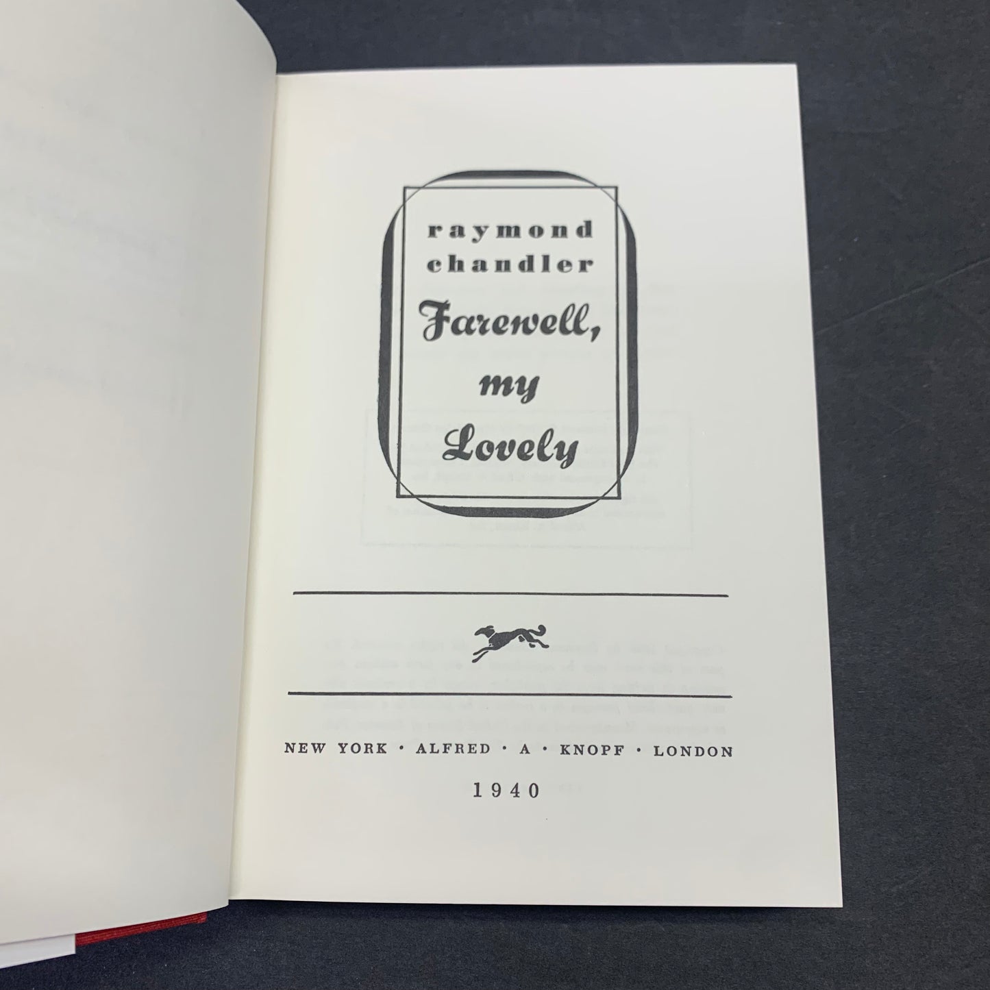 Farewell, My Lovely - Raymond Chandler - Facsimile First Edition - Facsimile Dust Cover - 1967