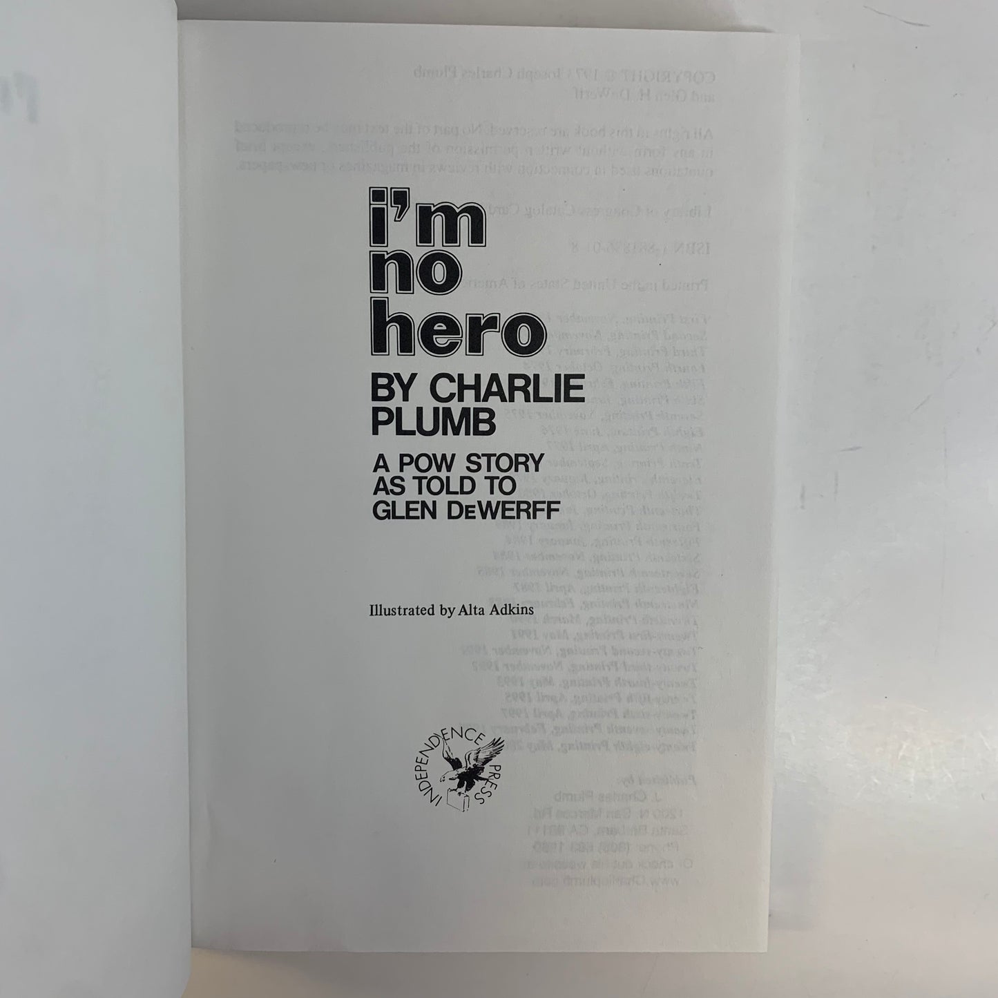 I’m No Hero - Charlie Plumb - Signed - 2000