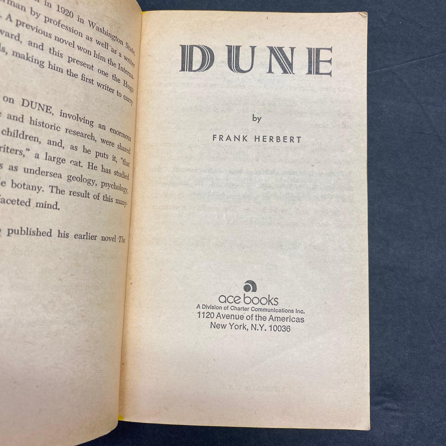 Dune - Frank Herbert - Early Print - 1965