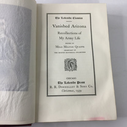 Vanished Arizona - Martha Summerhayes - Lakeside Press - 1939