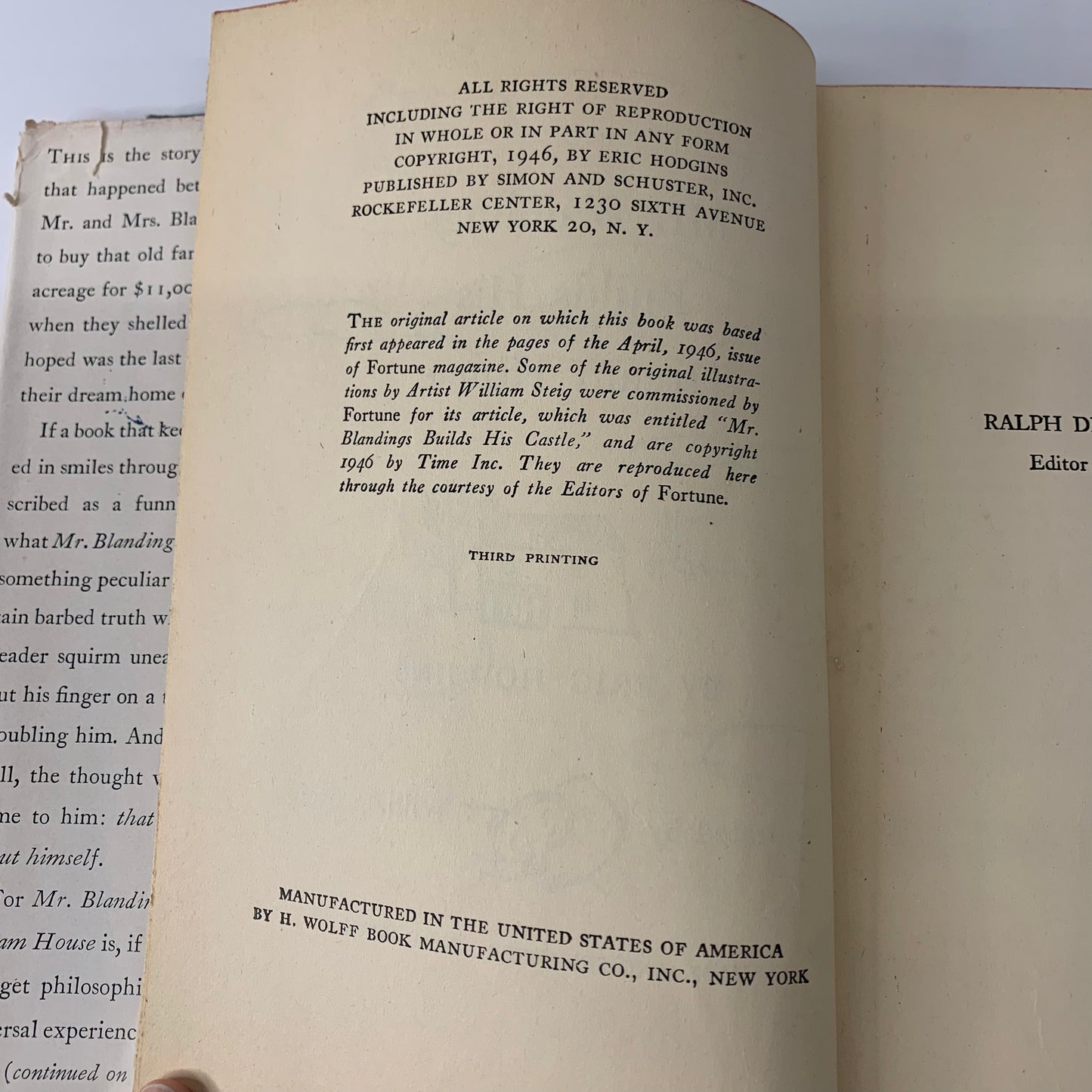 Mr. Blandings Builds His Dream House - Eric Hodgins - 3rd Print - Signed - 1946