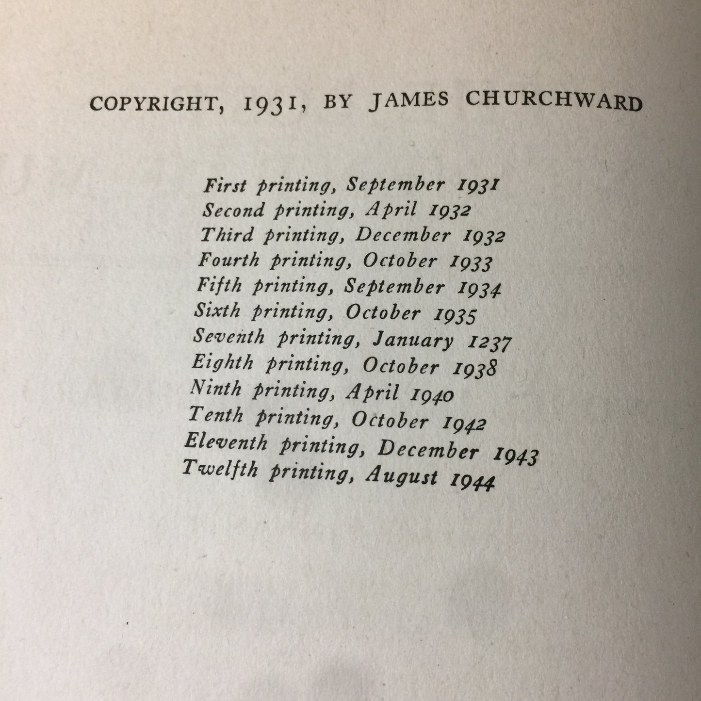 Lost Continent of Mu - James Churchward - 1944