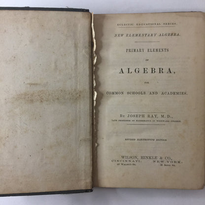 Primary Elements of Algebra - Joseph Ray - 1866