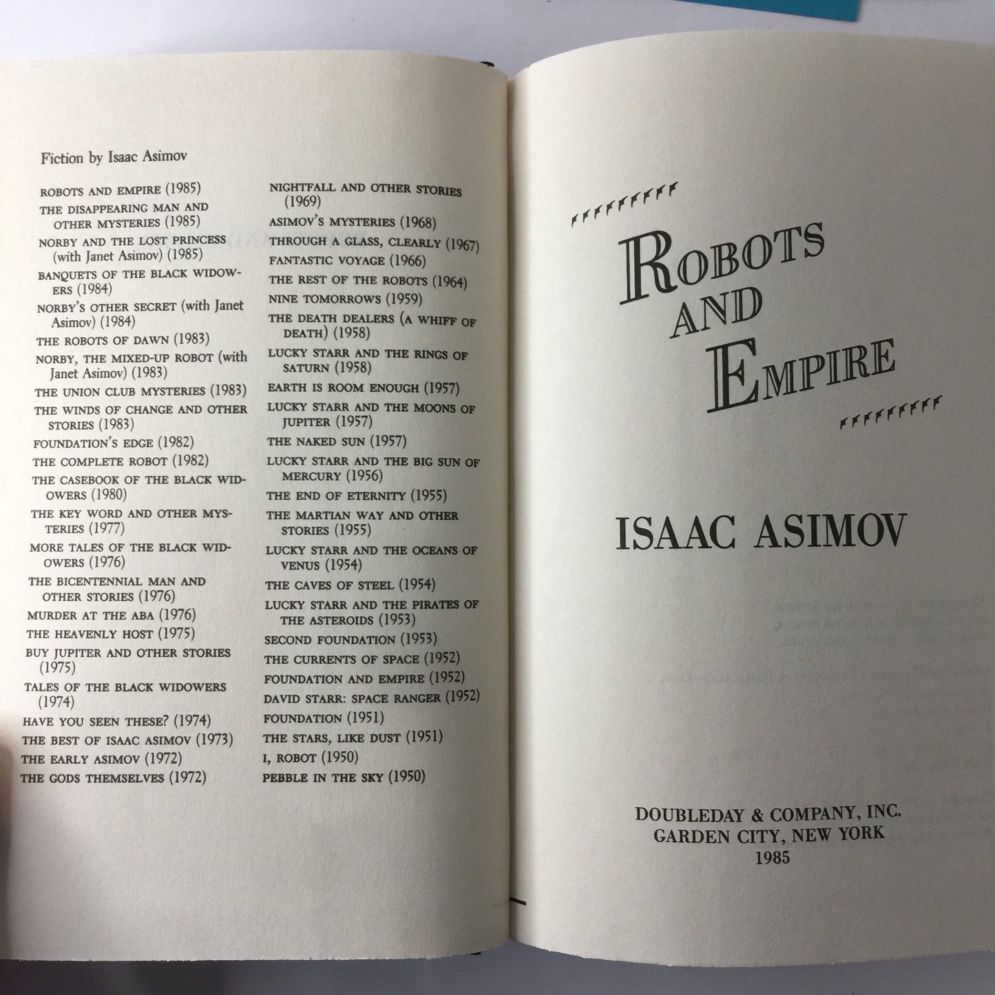 Robots and Empire - Isaac Asimov - Early Print - 1985