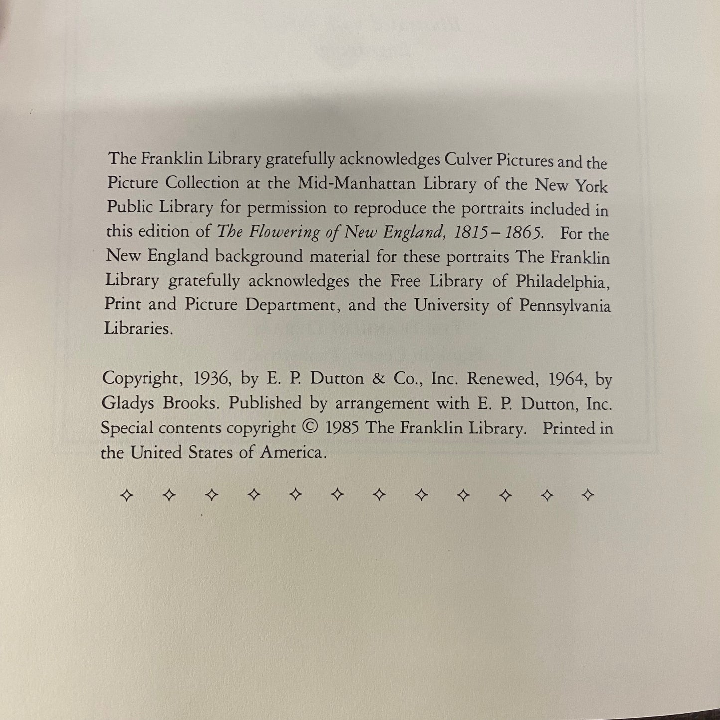 The Flowering of New England 1815-1865 - Arthur M. Schlesinger, Jr. - Franklin Library - 1985