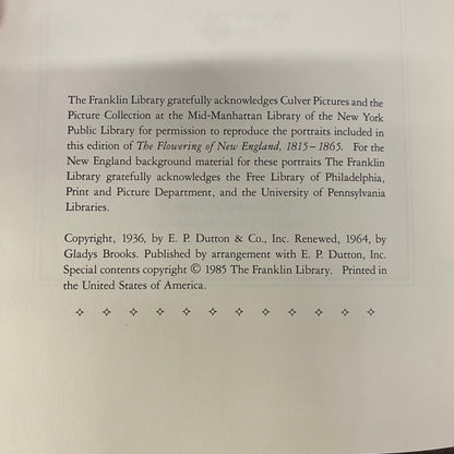 The Flowering of New England 1815-1865 - Arthur M. Schlesinger, Jr. - Franklin Library - 1985