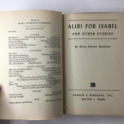 Alibi for Isabel - Mary Roberts Rinehart - 1st Edition Thus - 1944