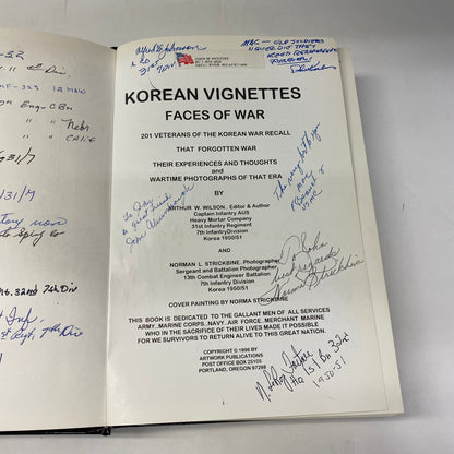 Faces of War: Korean Vignettes - Arthur Wilson and Norman Strickbine - Multiple Signatures - 1996