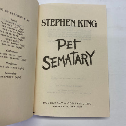 Pet Sematary - Stephen King - Book Club Edition - 1983