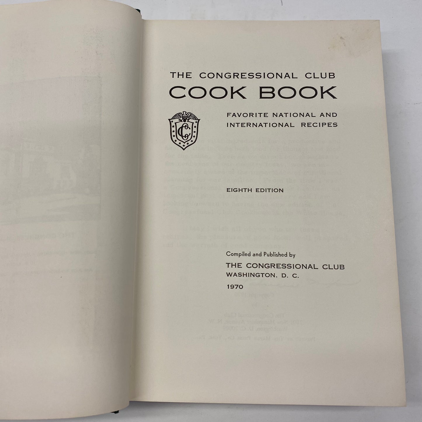 The Congressional Club Cook Book - Various - 1970