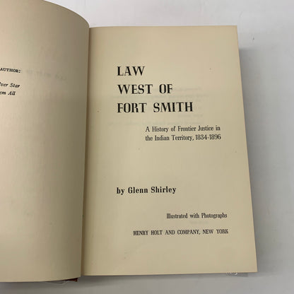 Law West of Fort Smith - Glenn Shirley - 1st Edition - 1957