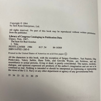 The Hunt for Red October - Tom Clancy - 29th Printing - 1984