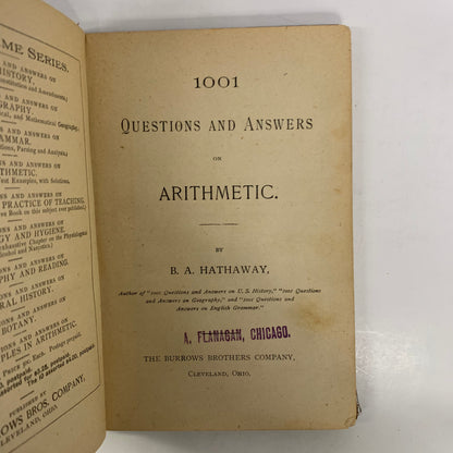 1001 Questions and Answers on Arithmetic - B.A. Hathaway - 1885