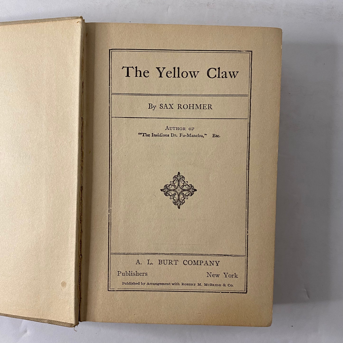 The Yellow Claw - Sax Rohmer - 3rd Print - 1915