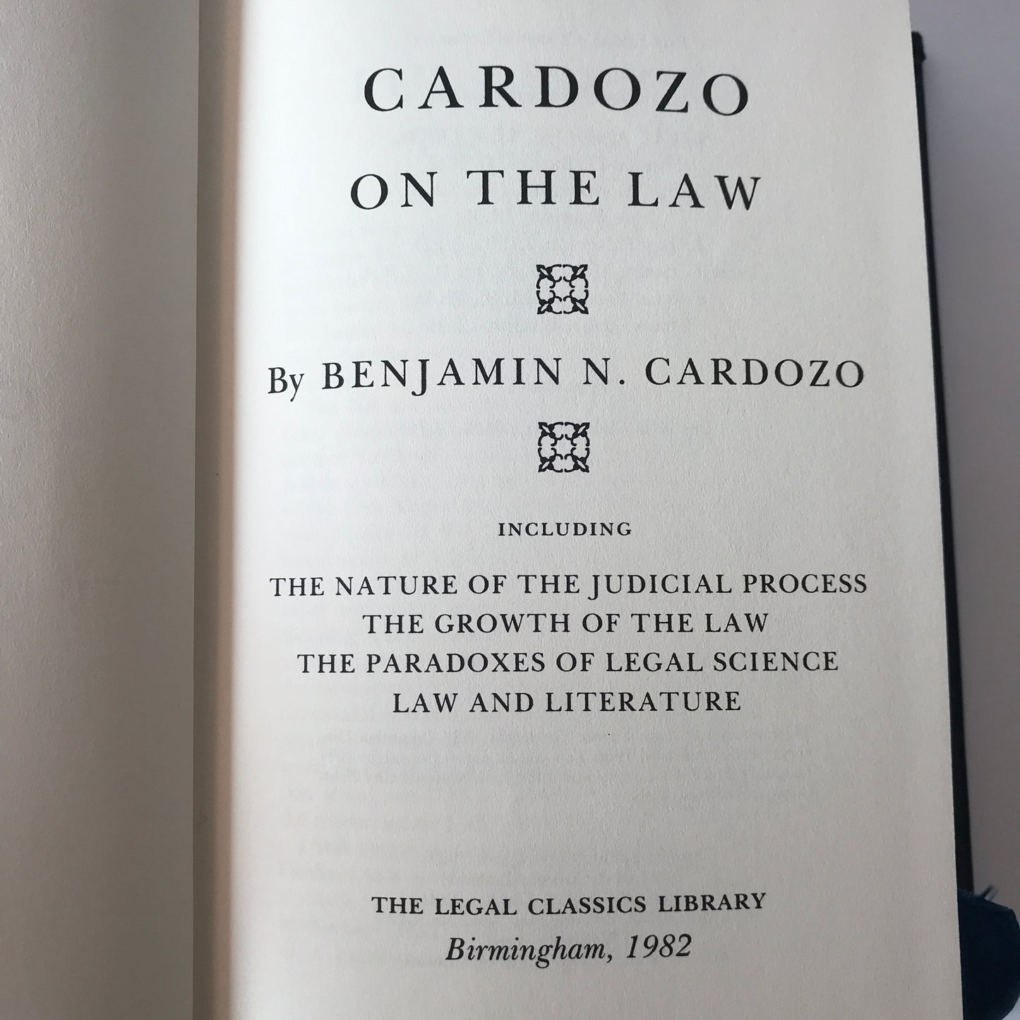 Cardozo on the Law - Benjamin N. Cardozo - 1982