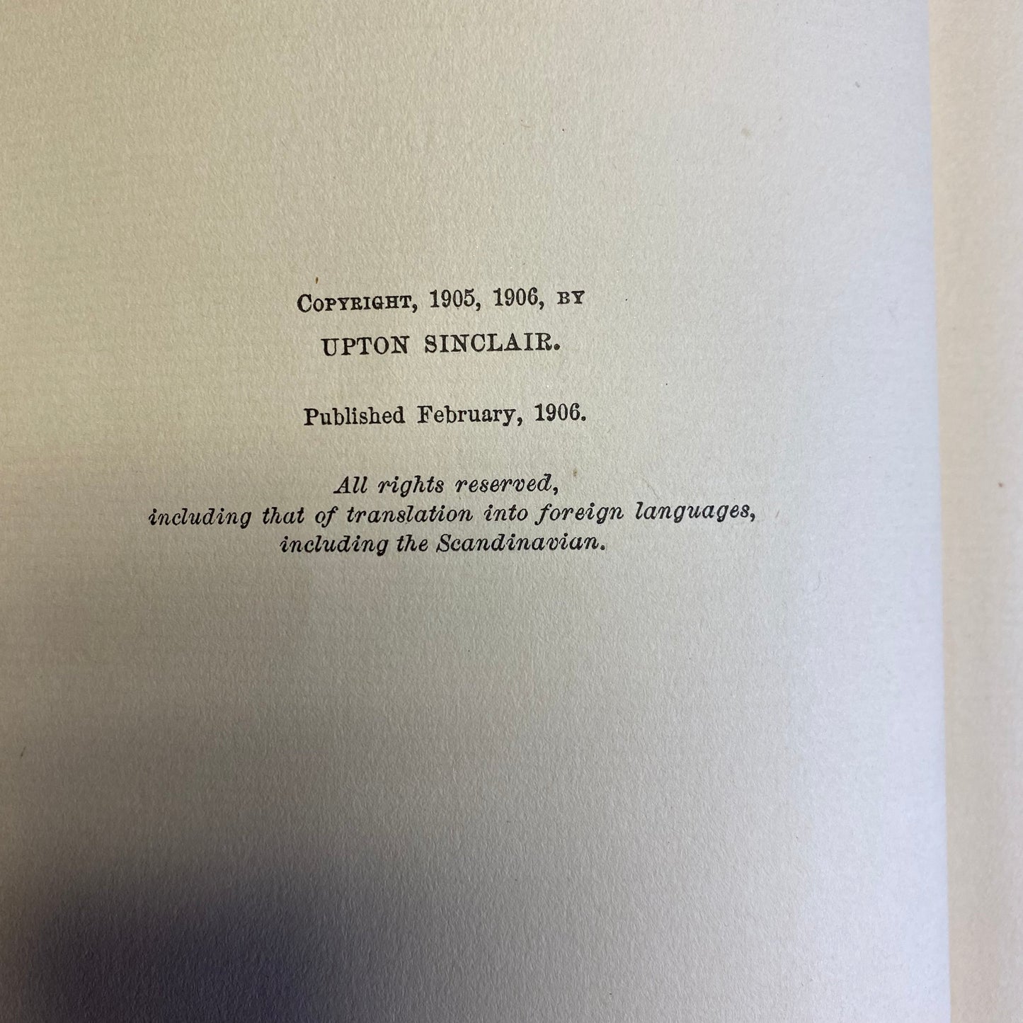 The Jungle - Upton Sinclair - 1st Edition - 2nd State - 1906
