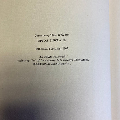 The Jungle - Upton Sinclair - 1st Edition - 2nd State - 1906