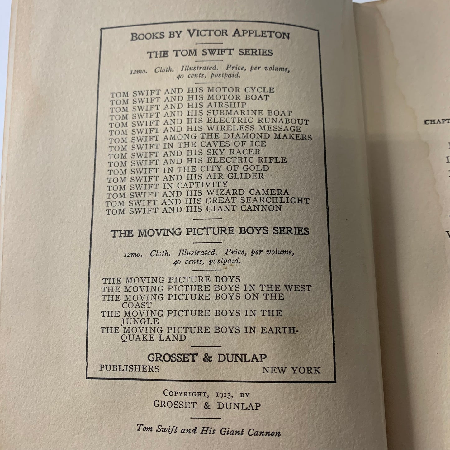 Tom Swift and his Giant Cannon - Victor Appleton - 1st Edition - 1913