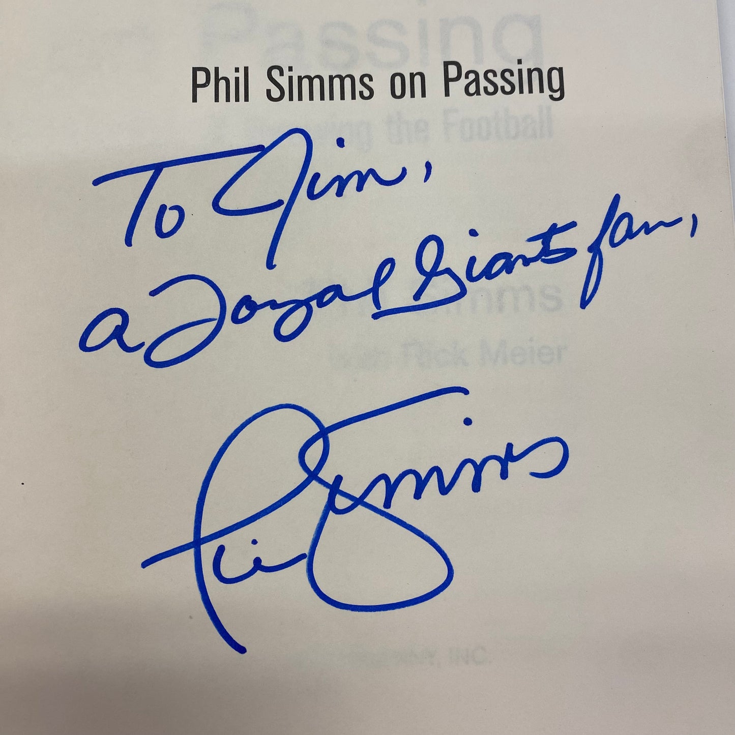 Phil Simms on Passing - Phil Simms with Rick Meier - Signed - First Edition - 1996