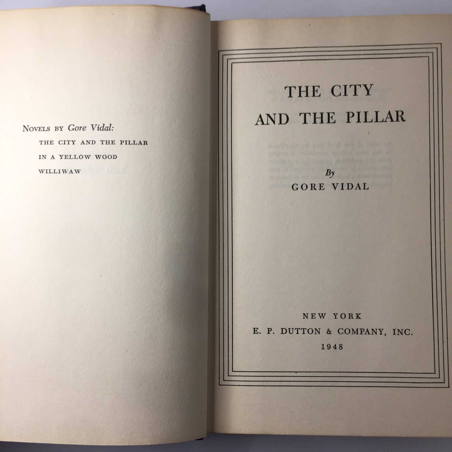 The City and The Pillar - Gore Vidal - 2nd Print, Early Work - 1948