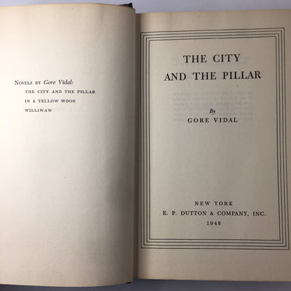 The City and The Pillar - Gore Vidal - 2nd Print, Early Work - 1948