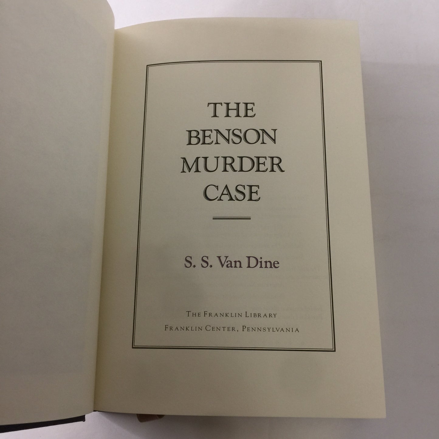 The Benson Murder Case - S. S. Van Dike - Franklin Library - 1990