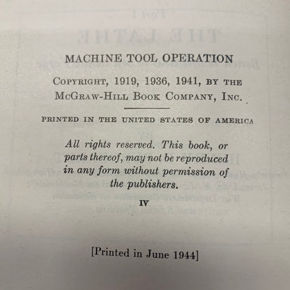 Machine Tool Operation - Henry D. Burghardt - 1944