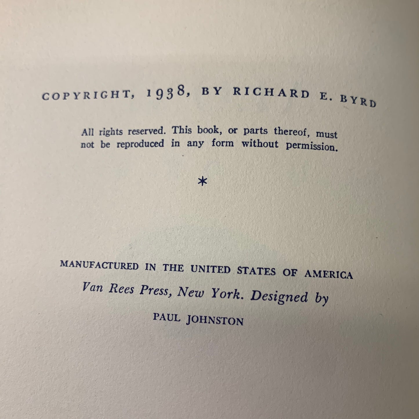 Alone - Richard E. Byrd - Apparent 1st - 1938