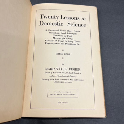 Twenty Lessons in Domestic Science - Marian Cole Fisher - 2nd Edition - 1916