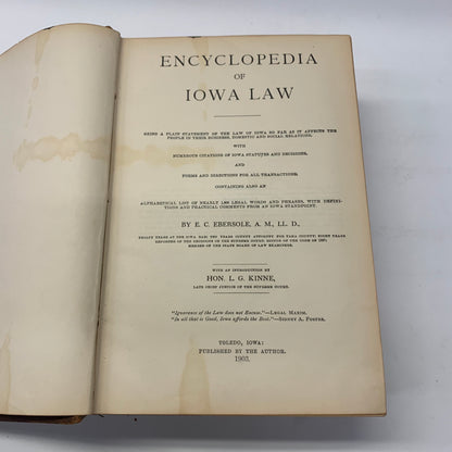 Encyclopedia of Iowa Law - E. C. Ebersole - 1903