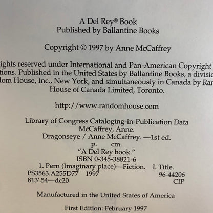 Dragonseye - Anne McCaffrey - 1st Edition - 1997