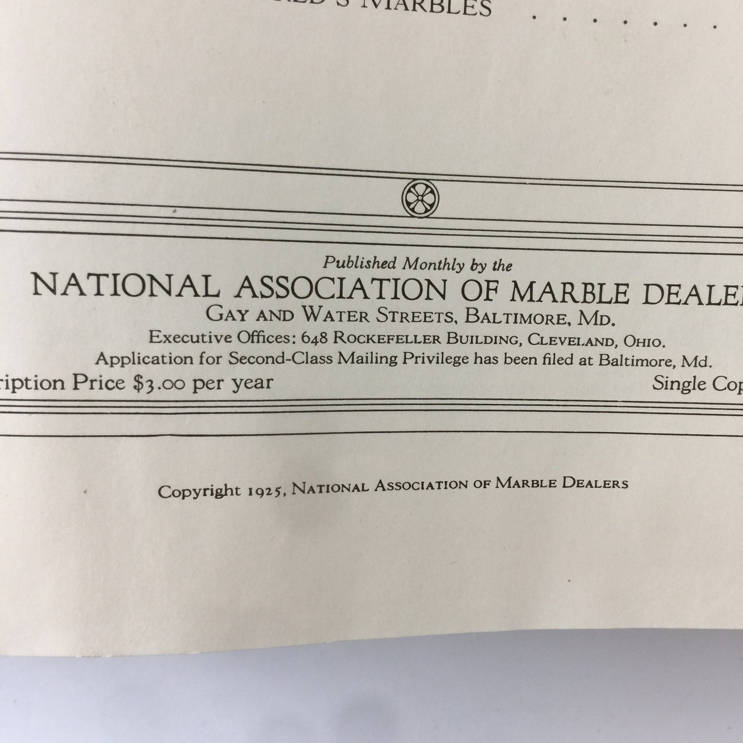 Through The Ages - National Association of Marble Dealers - 1925